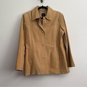 Cuero Tan Leather Button Front Jacket Medium